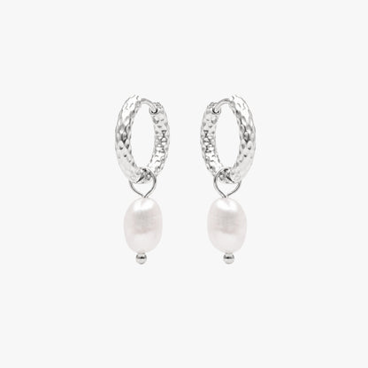 Pendientes de aro de perlas martilladas